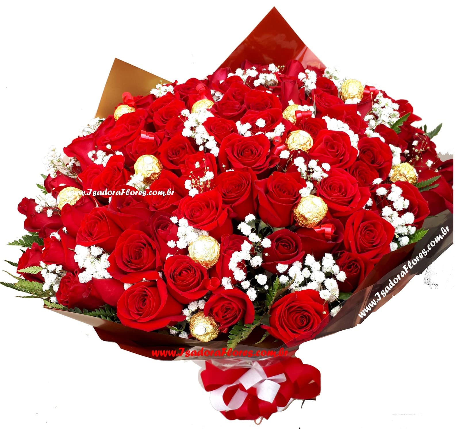Buquê Emoções 100 Rosas + Ferrero Rocher