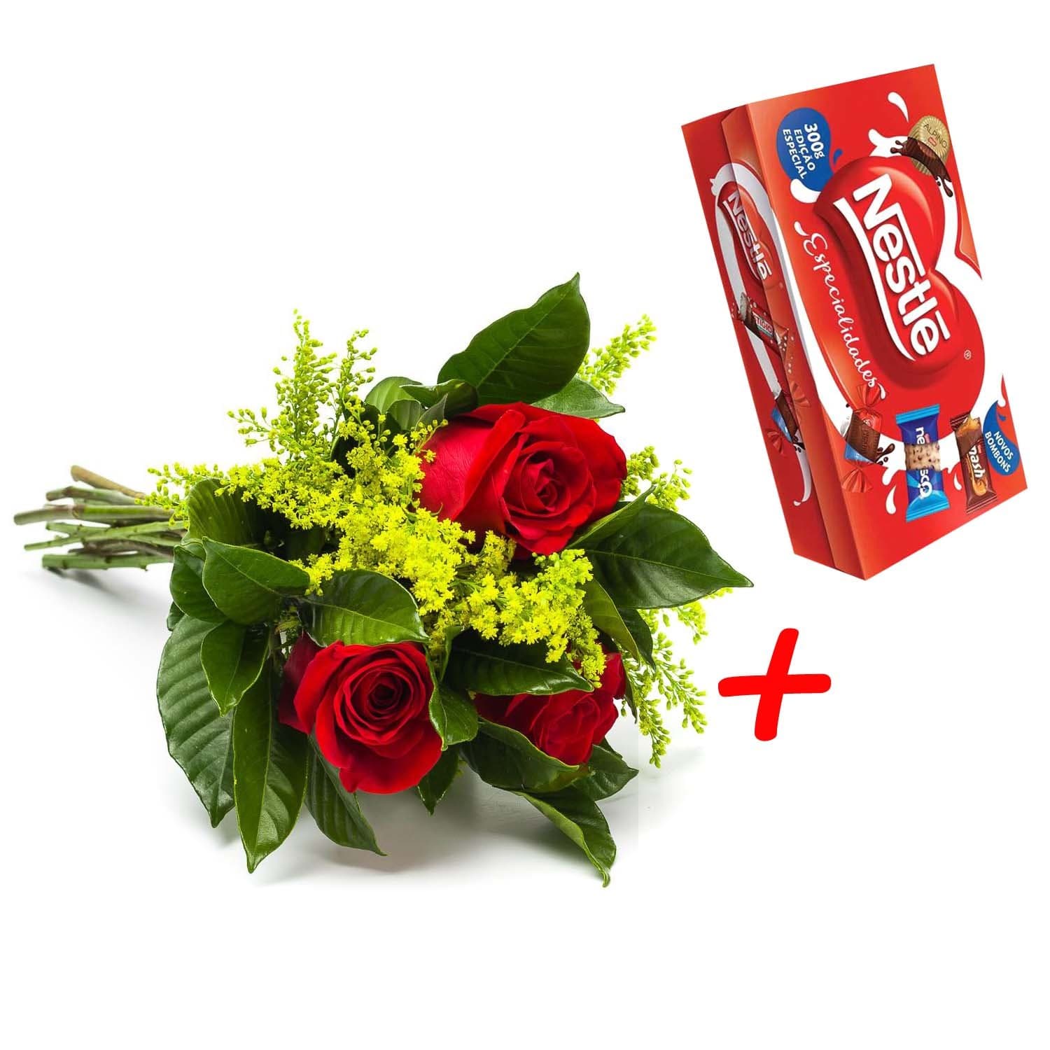 Buquê com Rosas + Caixa de Bombom