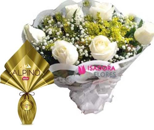 Buquê Rosas Brancas + Ovo Alpino