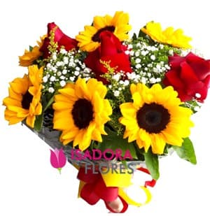 Girassól com Rosas