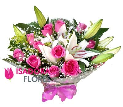 Buquê Ternura Rosas e Lírios