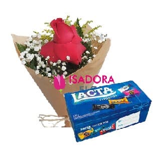 Buquê 1 Rosa + Lacta