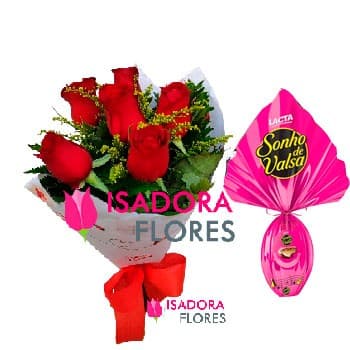 Buquê de rosas + Ovo Sonho de Valsa