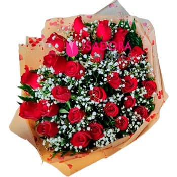 Buquê com rosas vermelhas