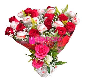 Buquê com Rosas e Raffaello