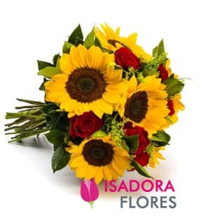 Girassóis e Rosas vermelhas