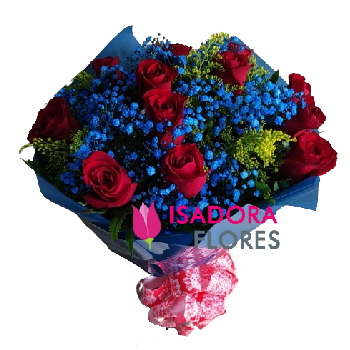 6995 Buquê de Rosas vermelhas com Gypso Blue