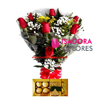 Buquê 7 rosas + Chocolate
