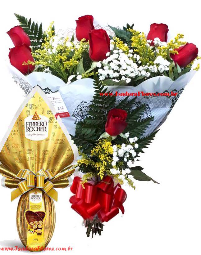Buquê de Rosas + Ovo Ferrero Rocher