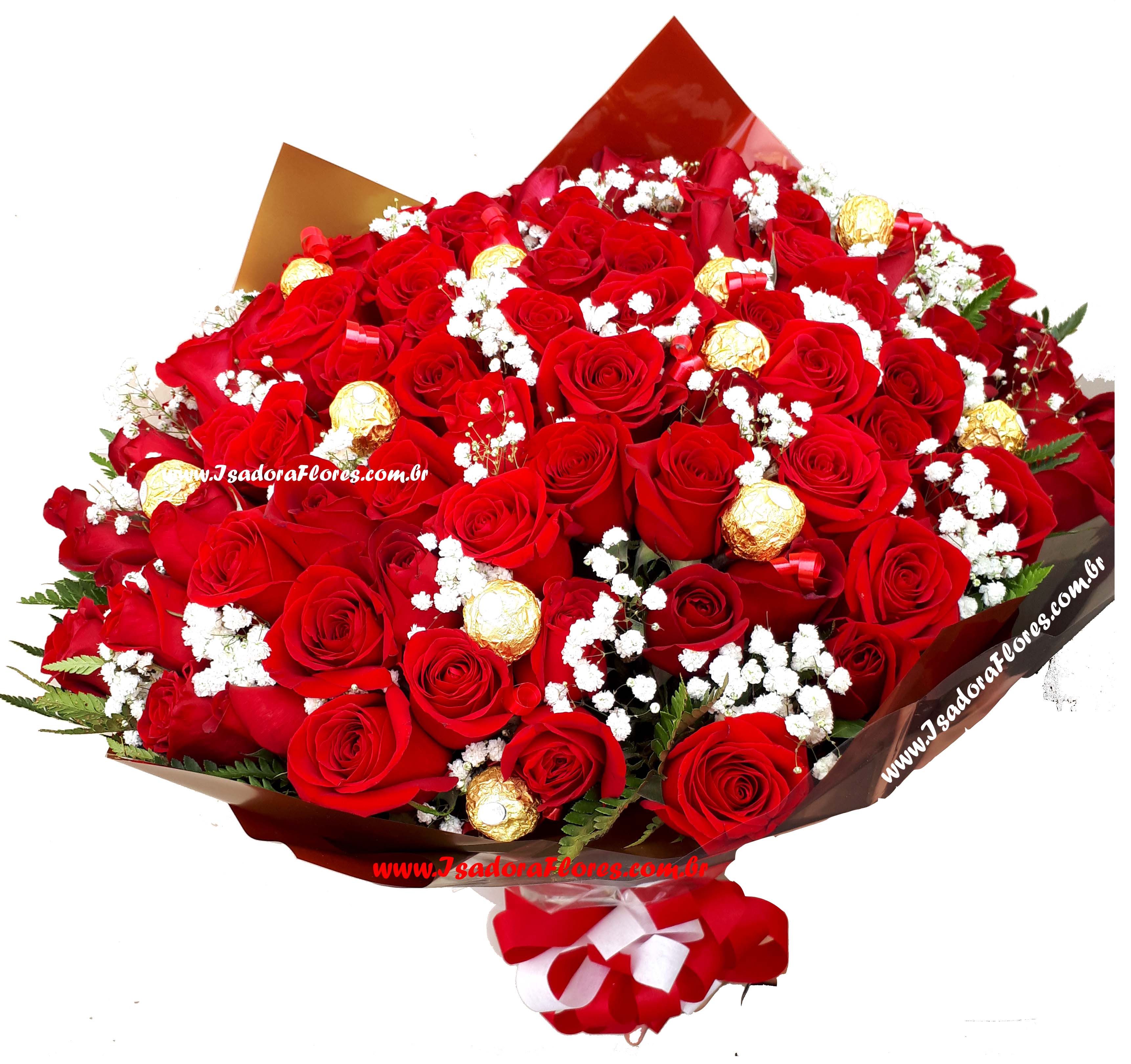Buquê Emoções 100 Rosas + Ferrero Rocher