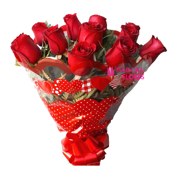 Buquê com 12 Rosas vermelhas
