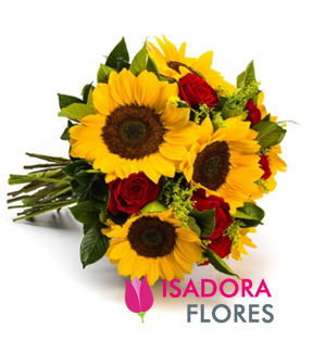 Girassóis e Rosas vermelhas