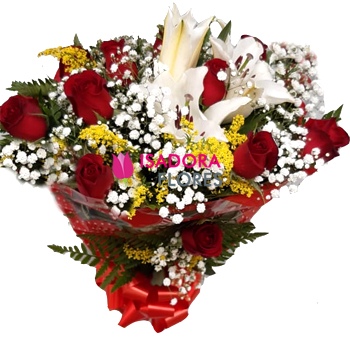 Buquê Inspiração com Rosas e Lírios