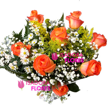 Buquê com Rosas cor Laranja