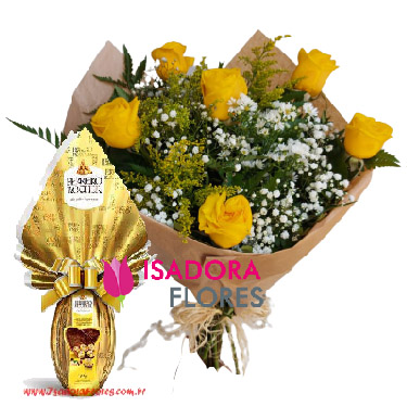 Buquê Rosas Amarelas + Ovo de Páscoa