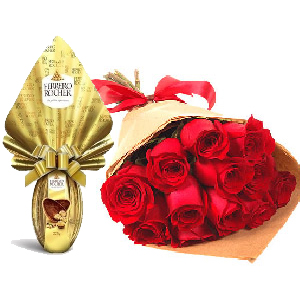 Buquê de Rosas + Ovo Ferrero Rocher
