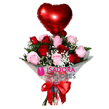 Buquê com rosas + Coração
